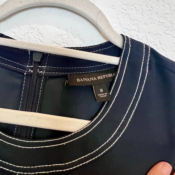 Banana Republic Dark Blue Knee Length Dress with Stitching - Picture 3 of 3